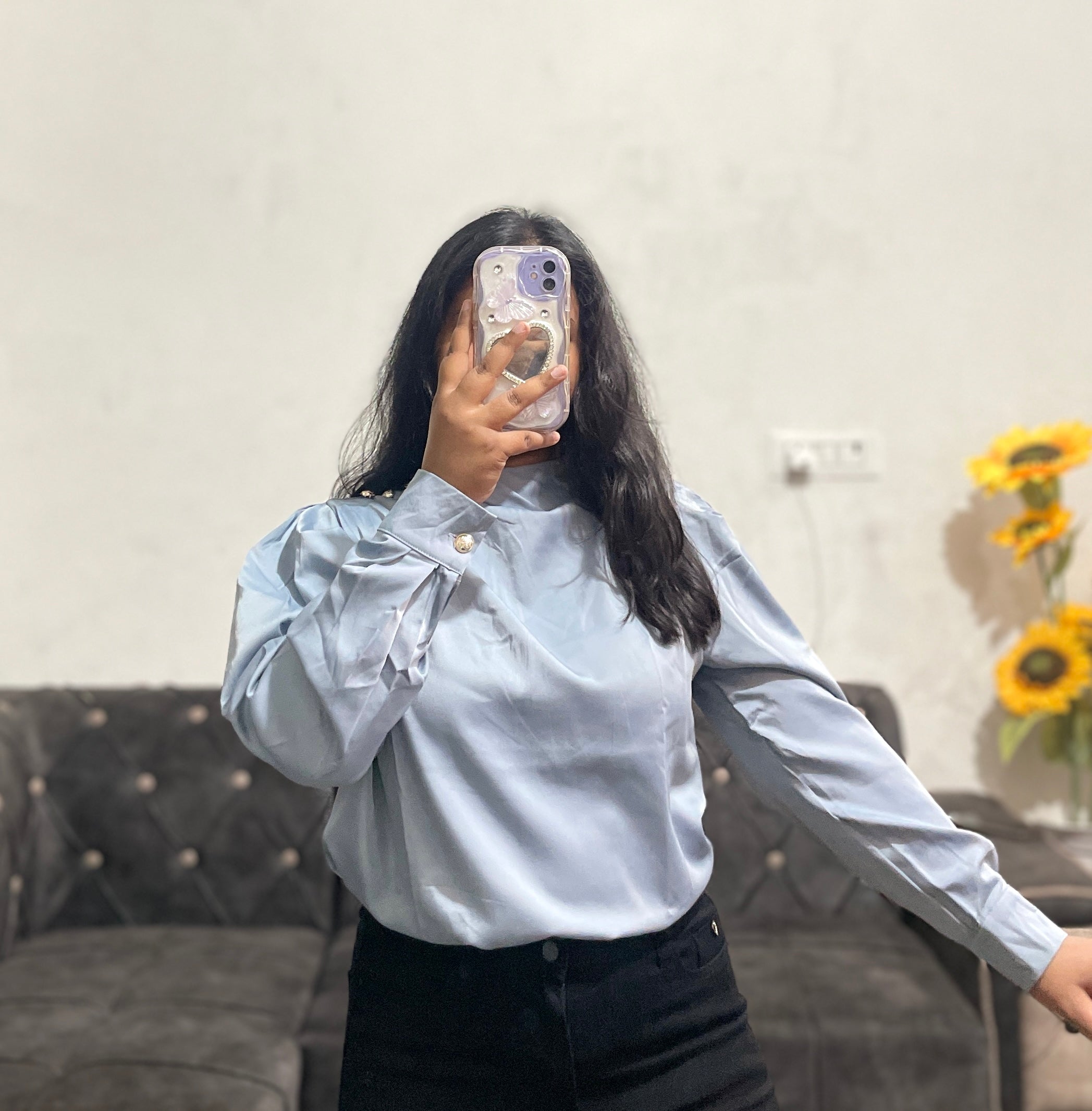Satin office wear shirt top