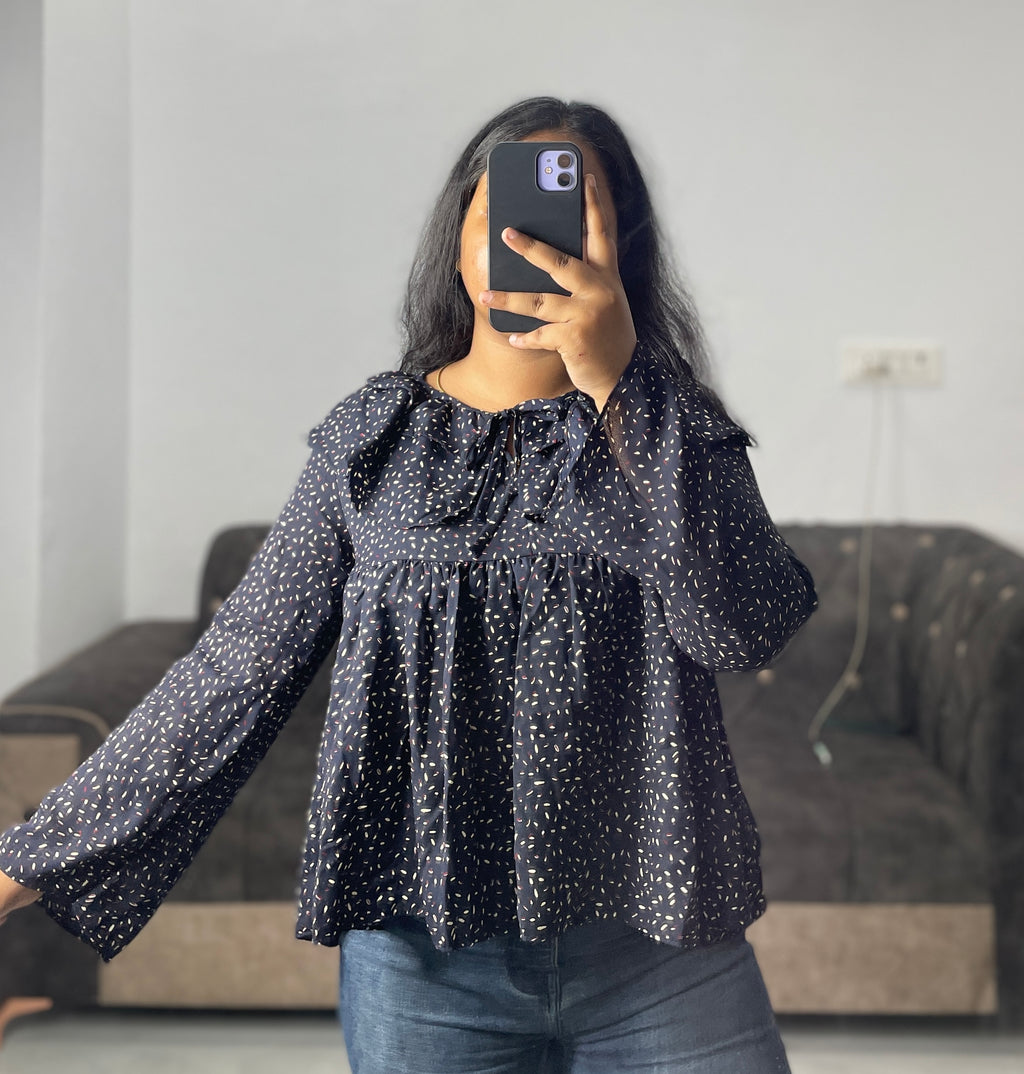 Navy peplum top