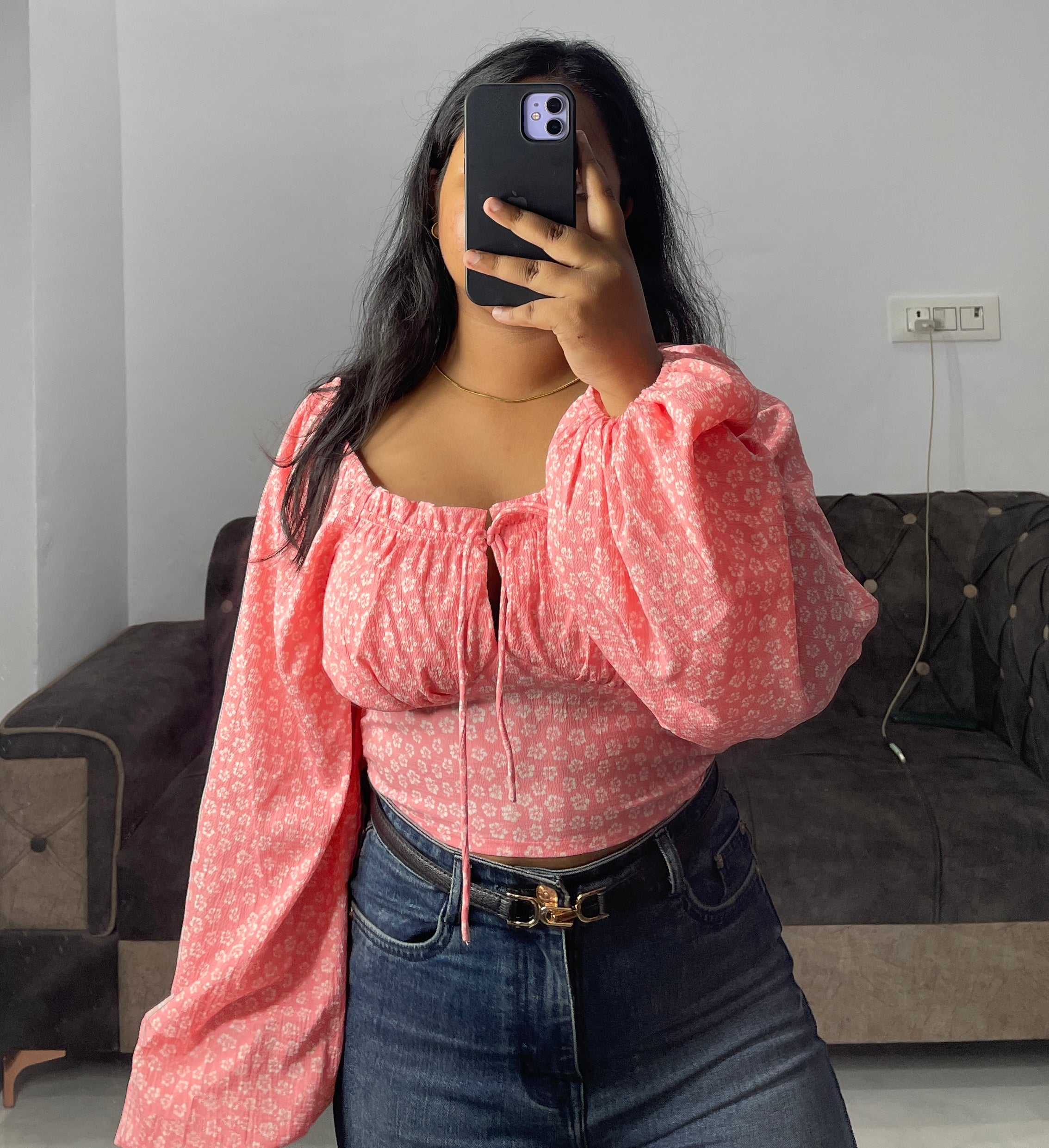 Peach crop top
