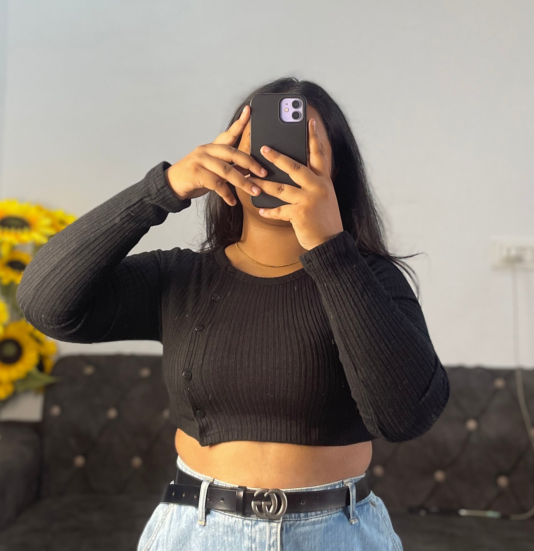 Side buttoned crop top