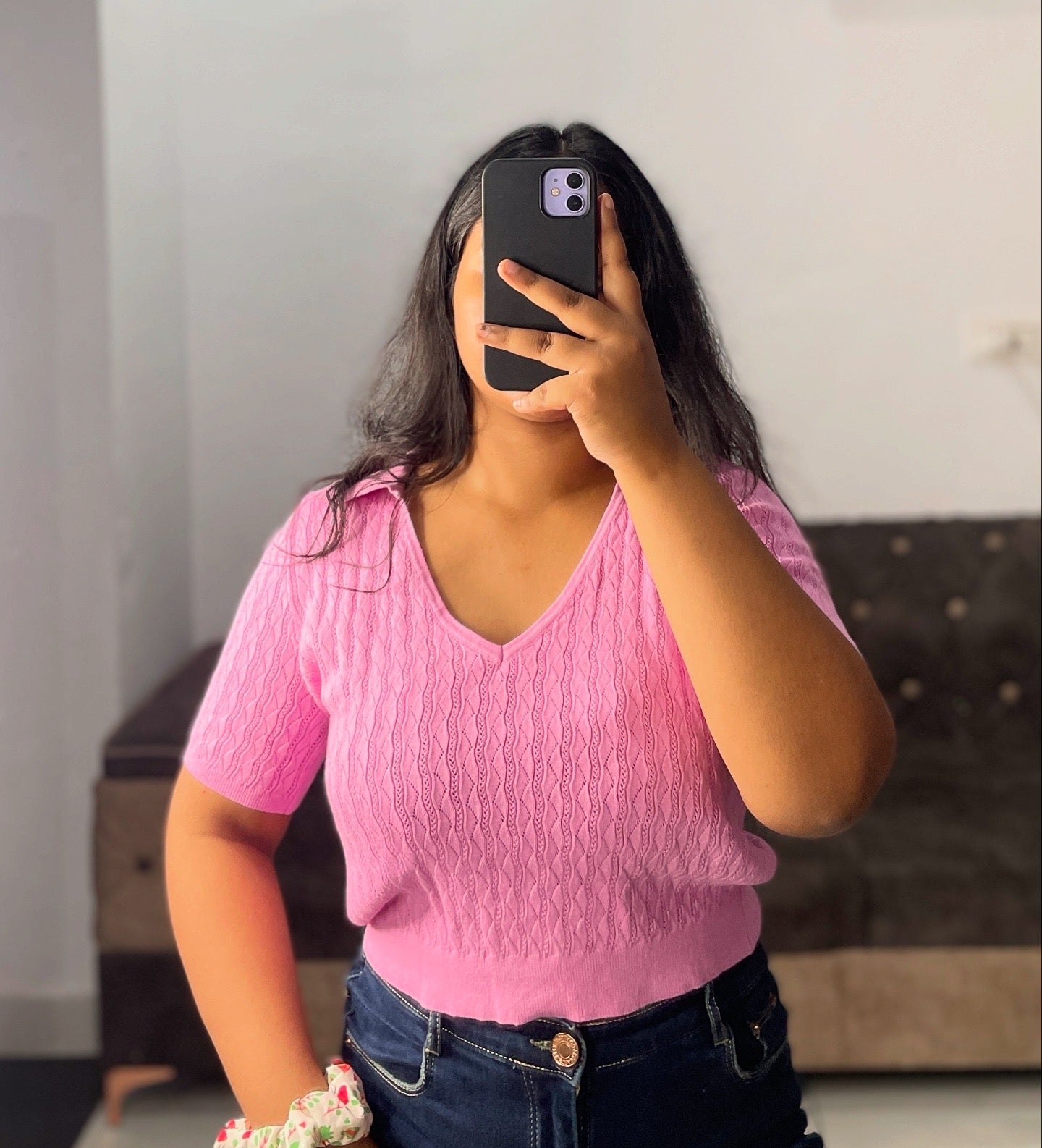 Pink knitted top