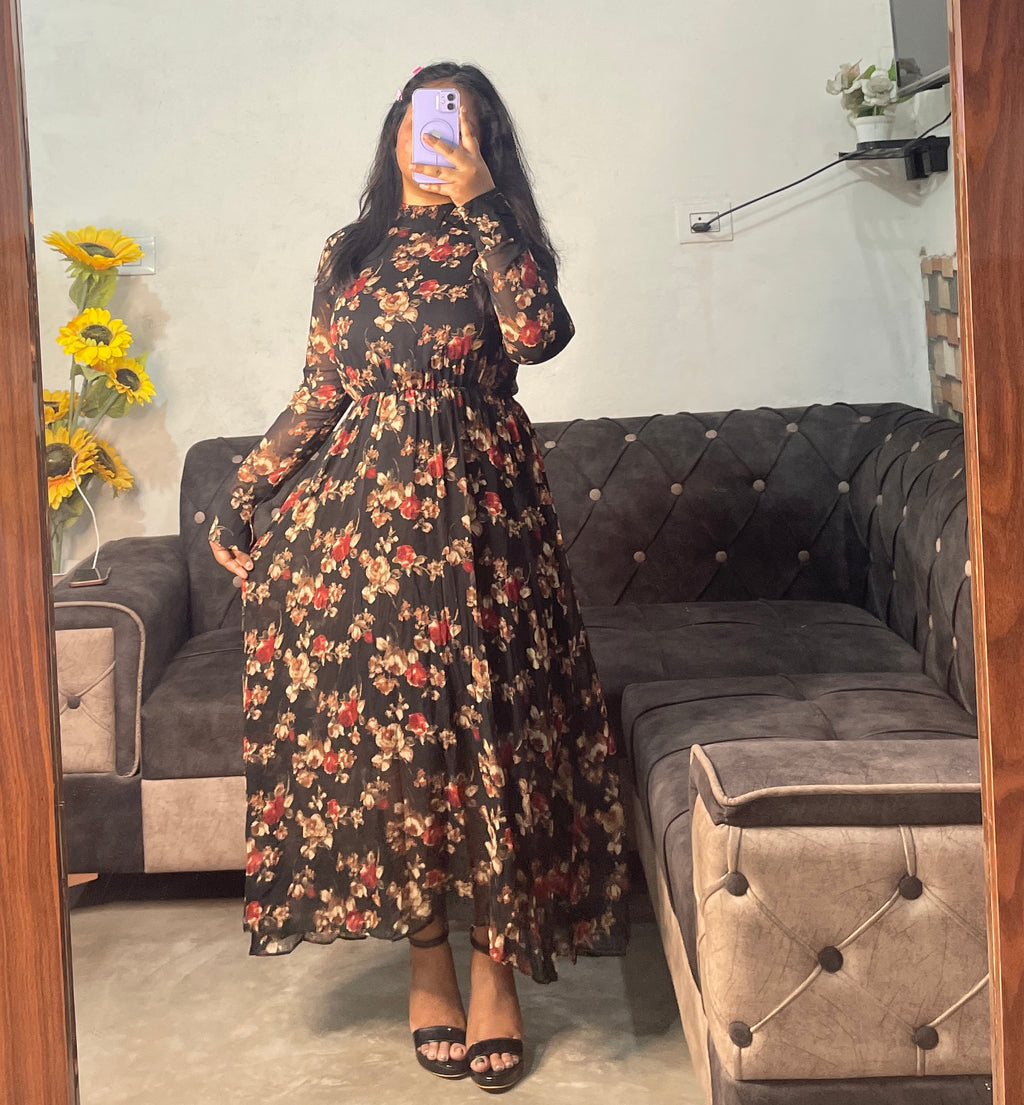 Black floral dress