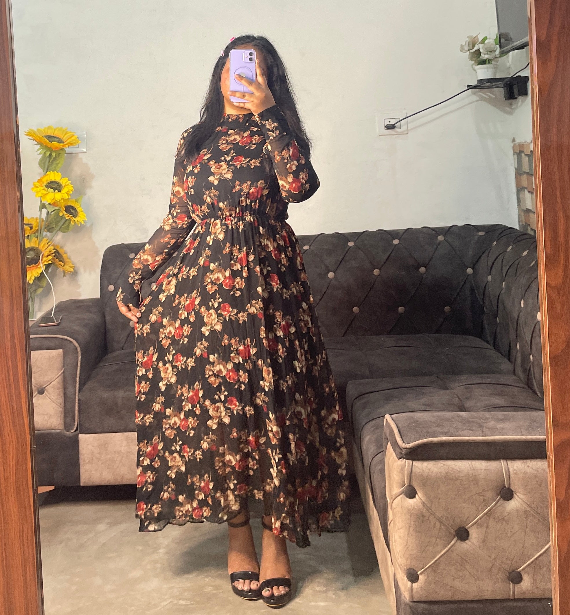 Black floral dress