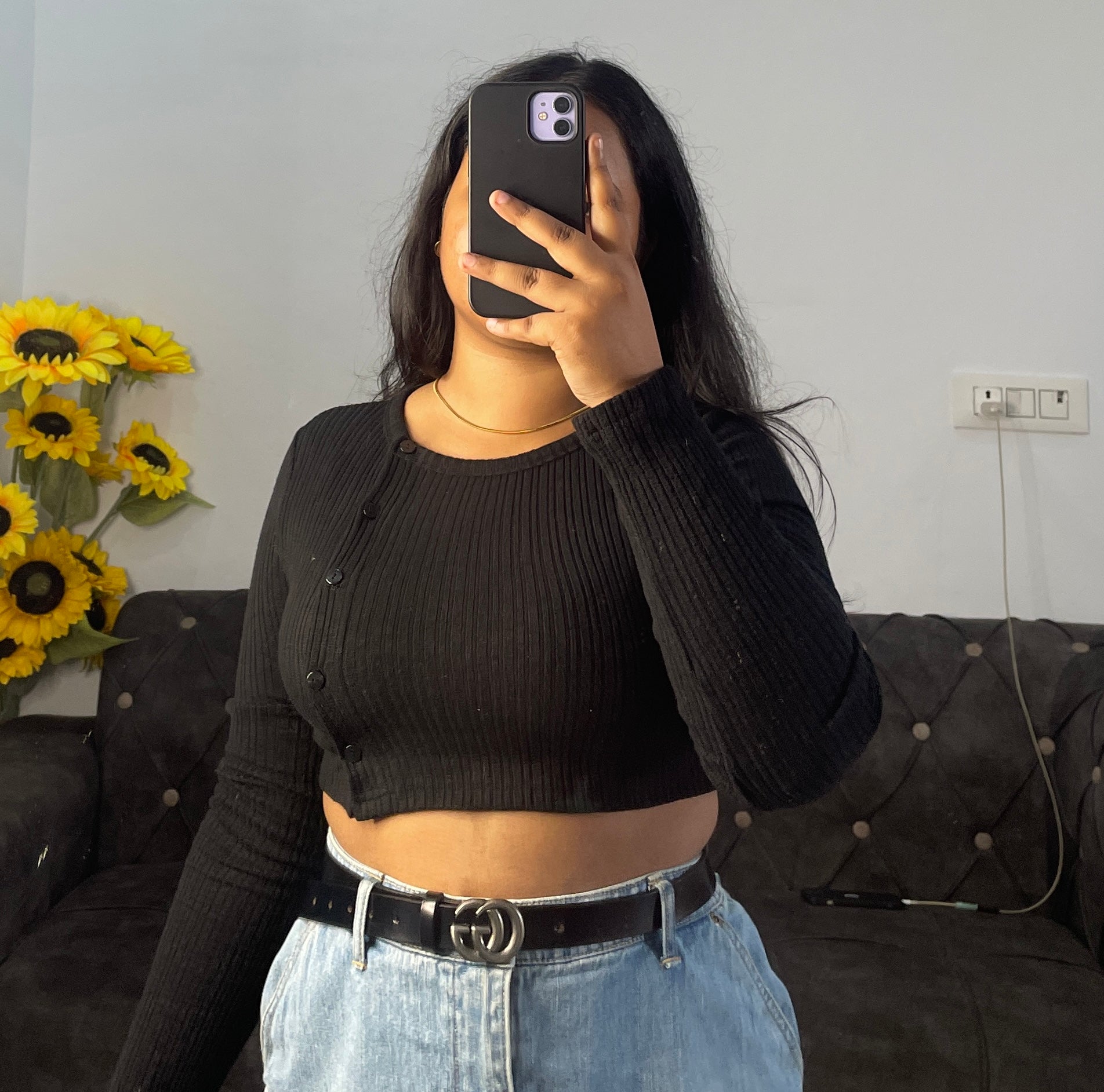 Side buttoned crop top
