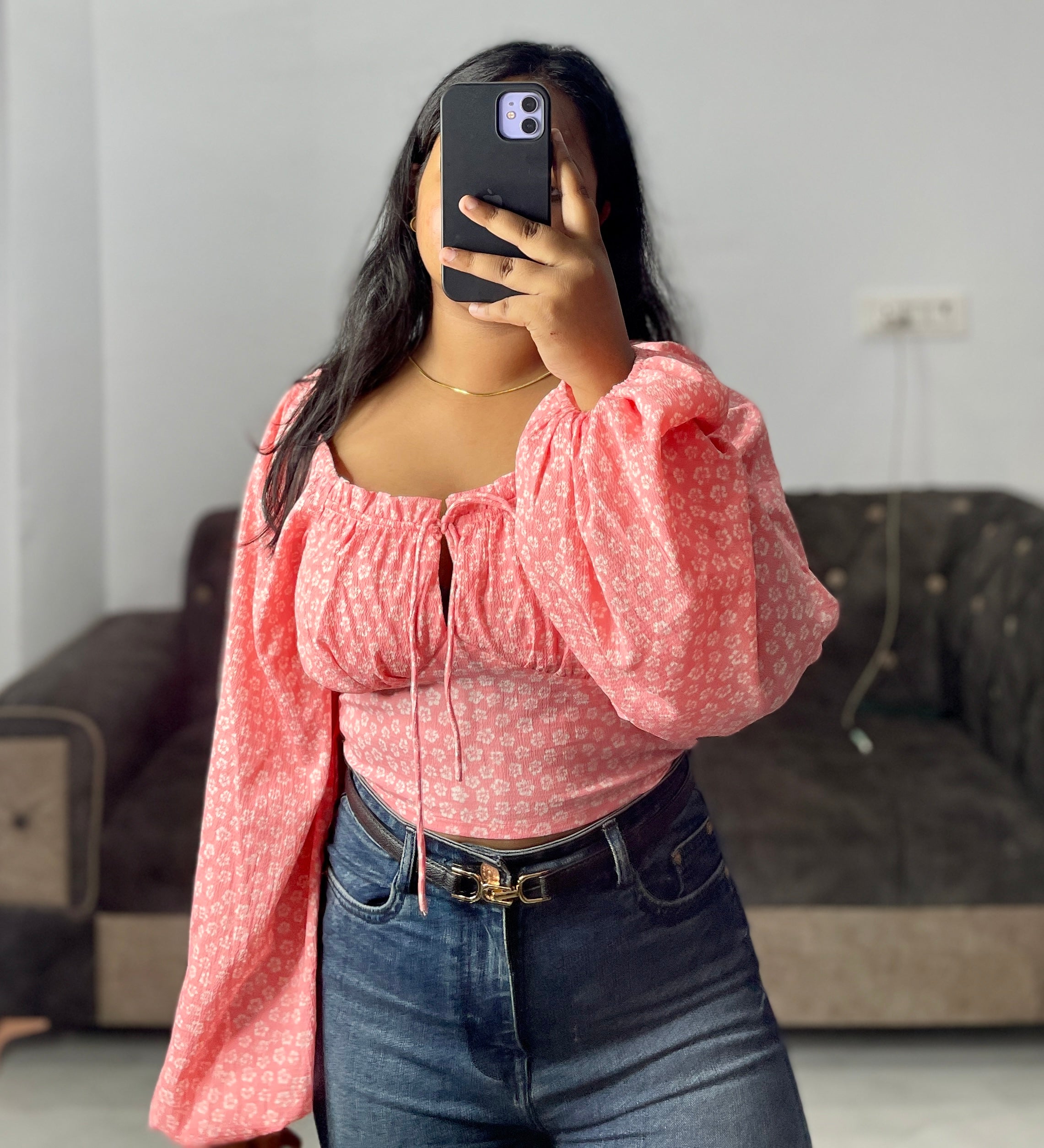 Peach crop top