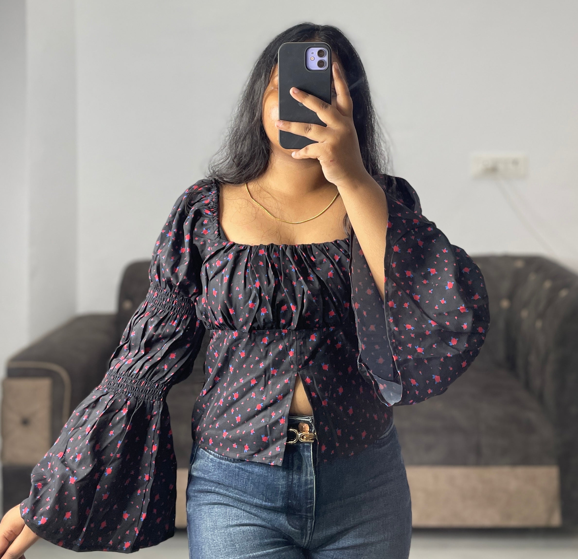 Black floral top