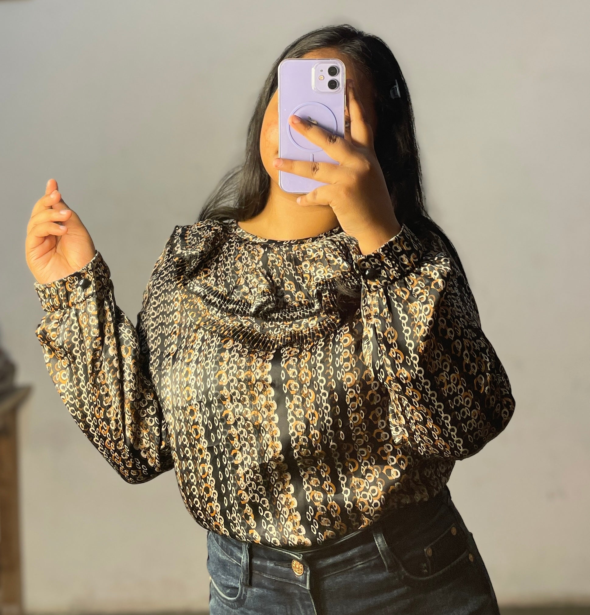 Satin ruffle top