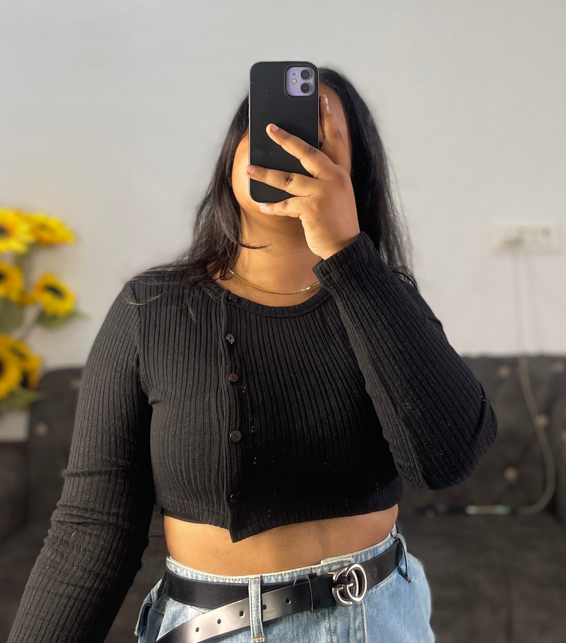 Side buttoned crop top