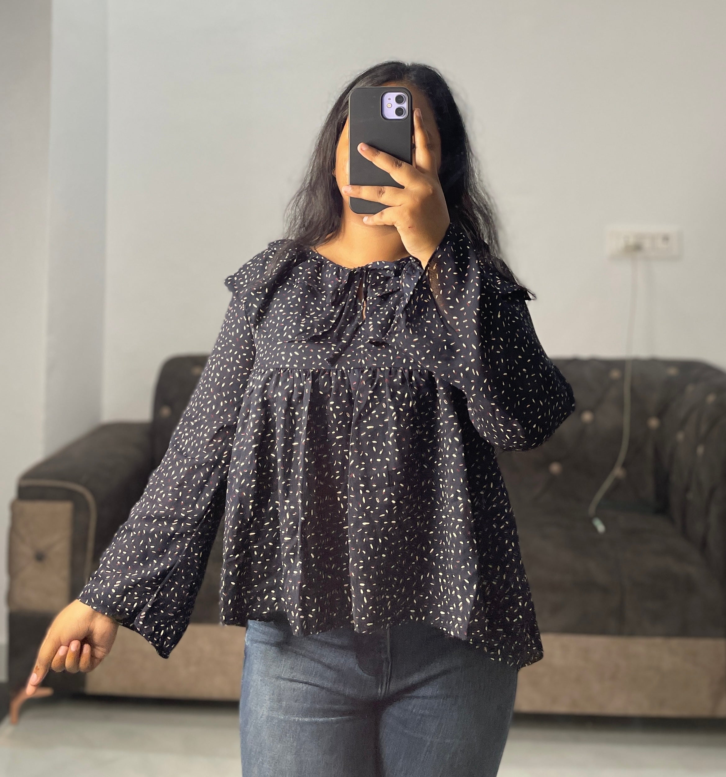 Navy peplum top