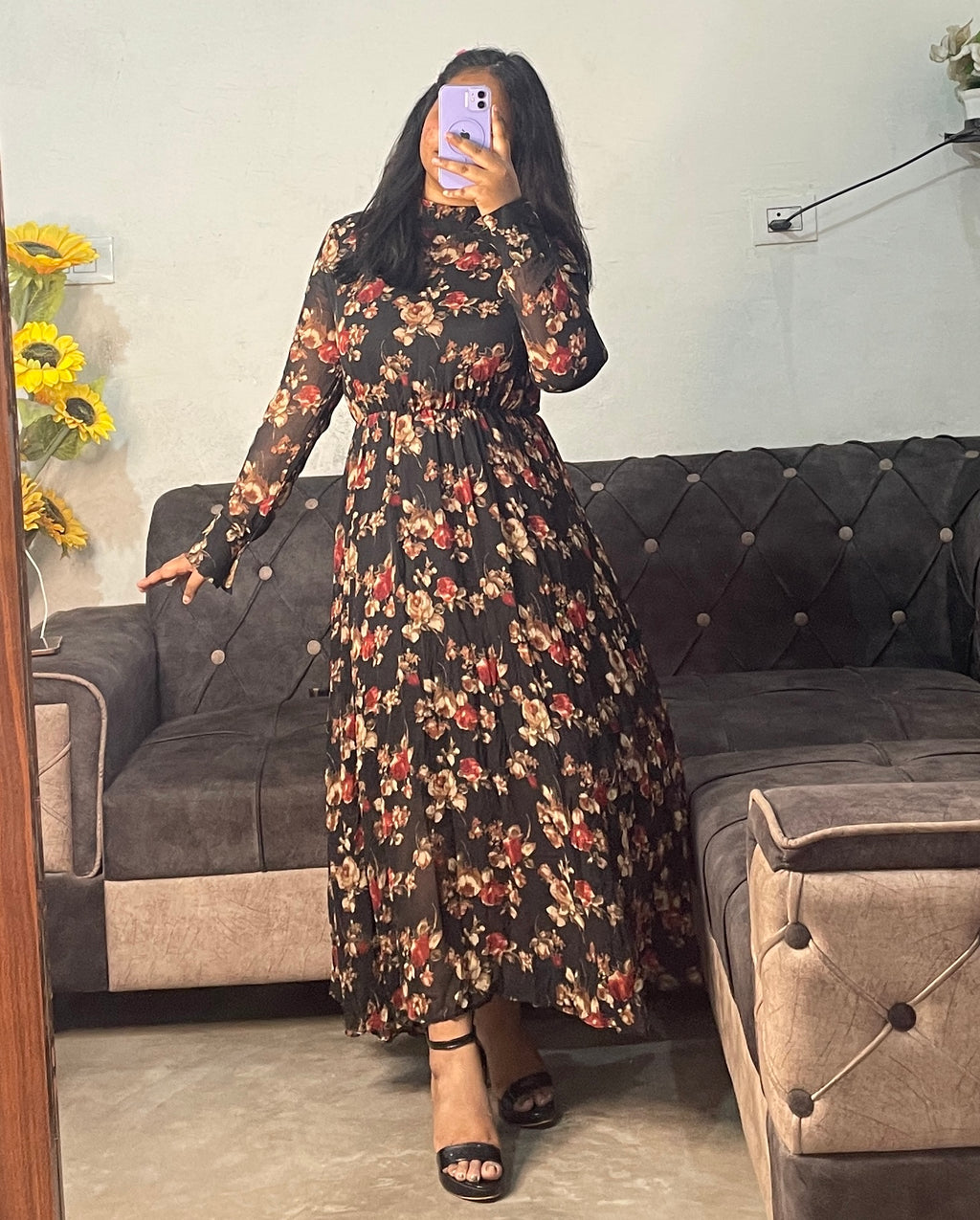 Black floral dress