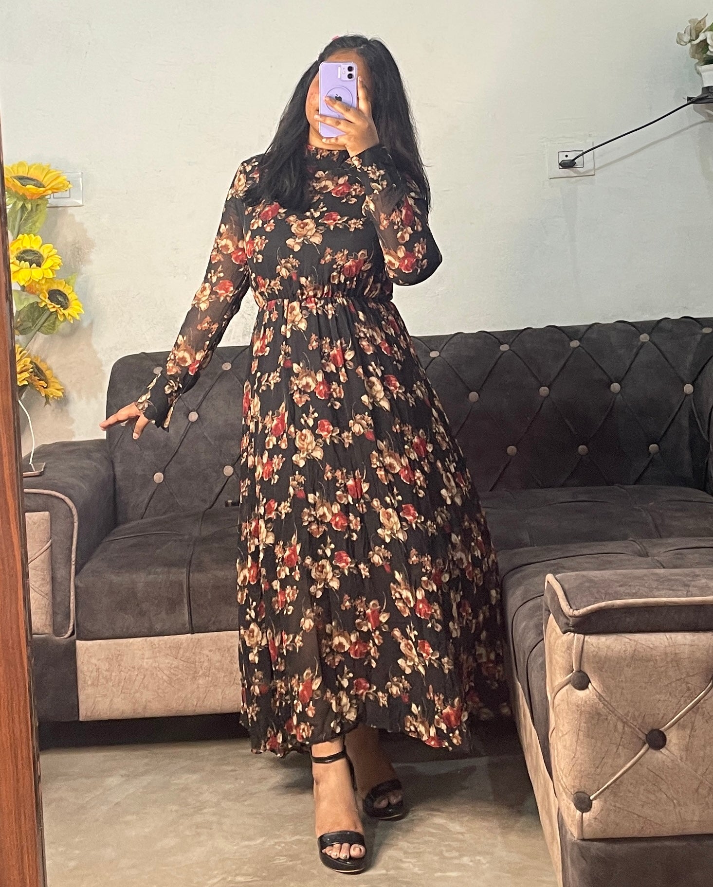 Black floral dress