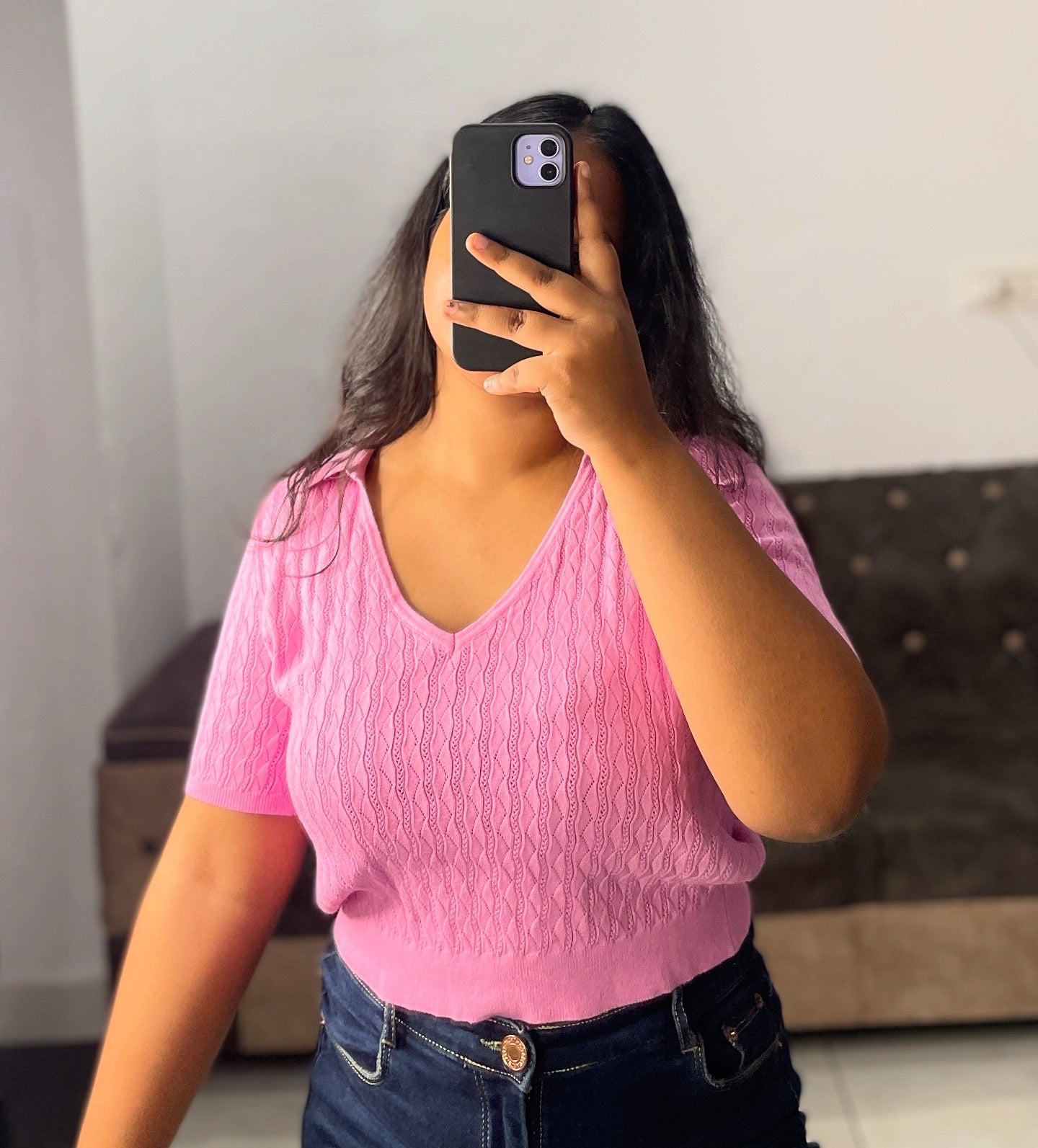 Pink knitted top