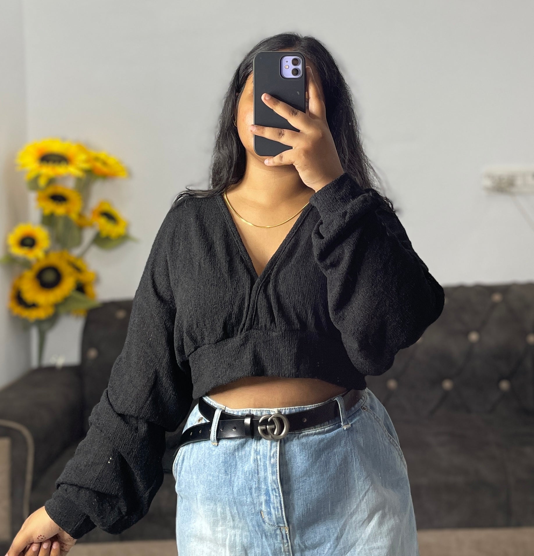 Black v neck top