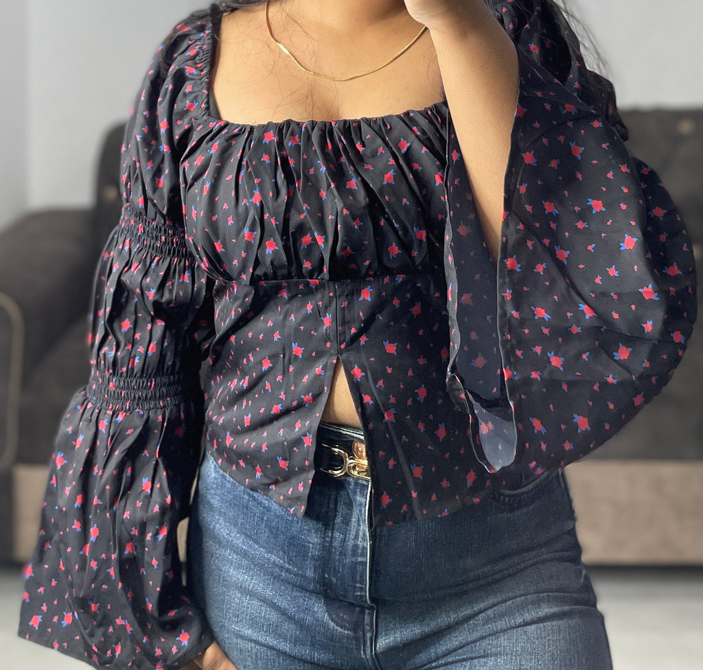 Black floral top