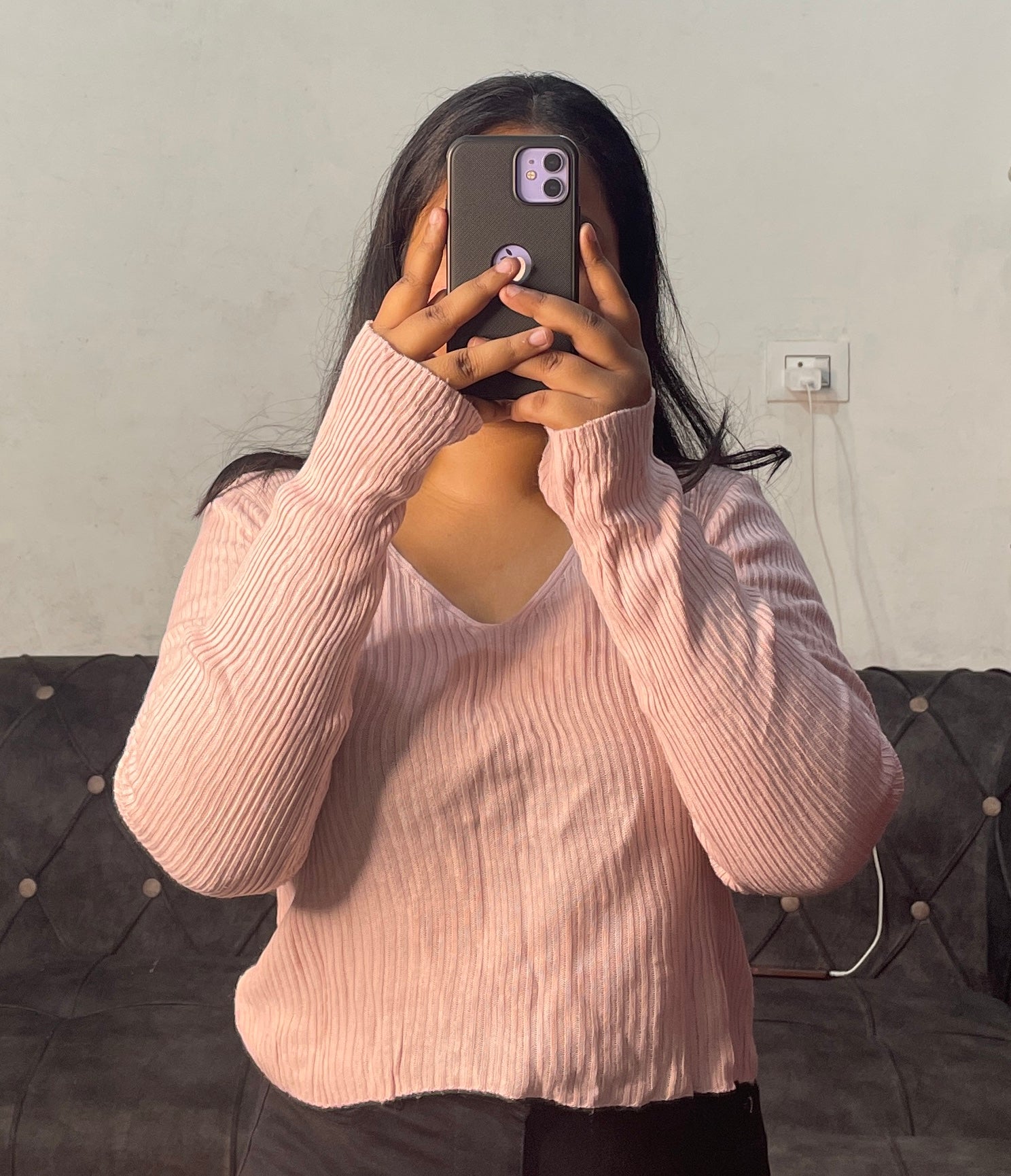 Baby pink knitted top