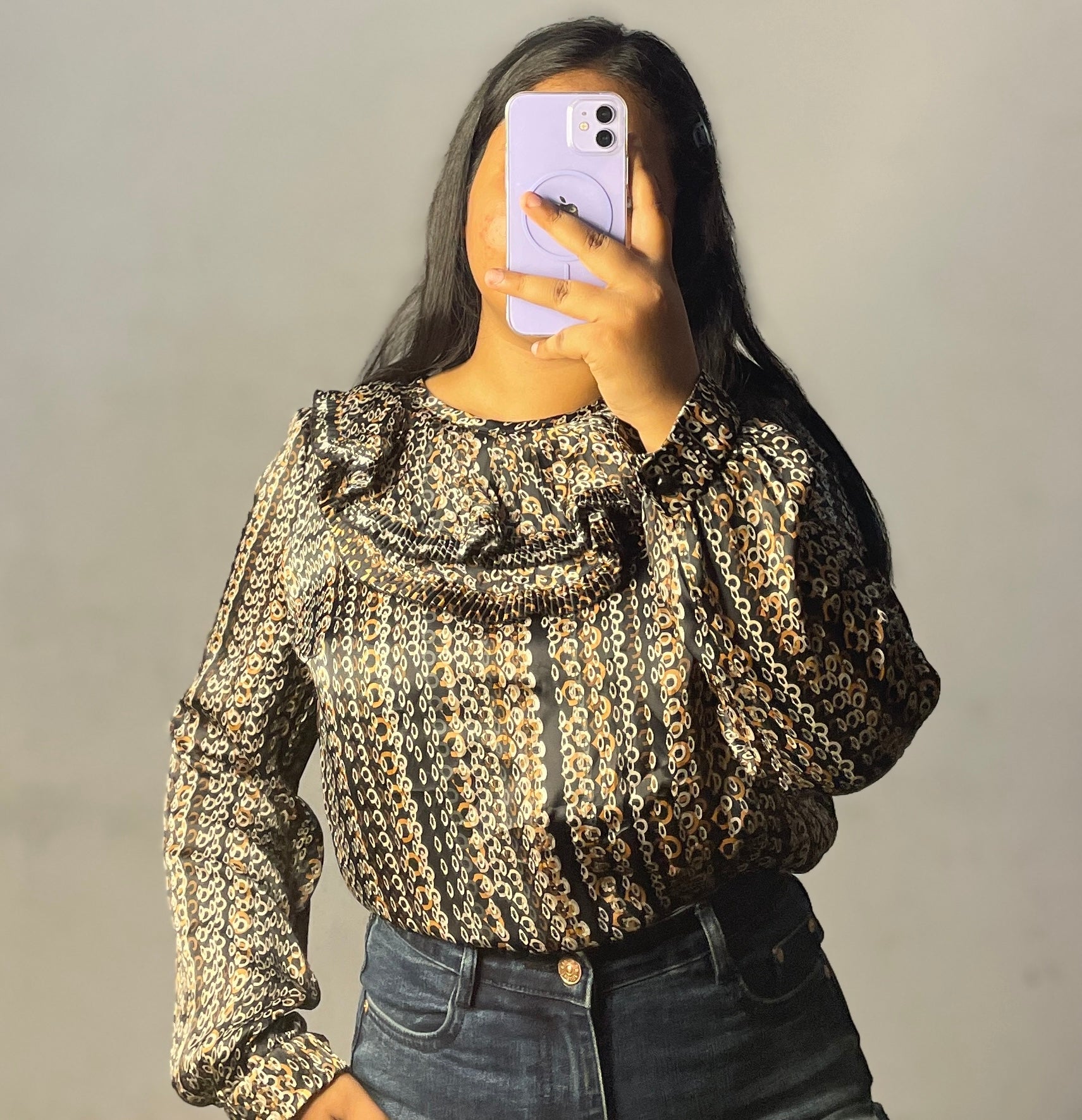 Satin ruffle top
