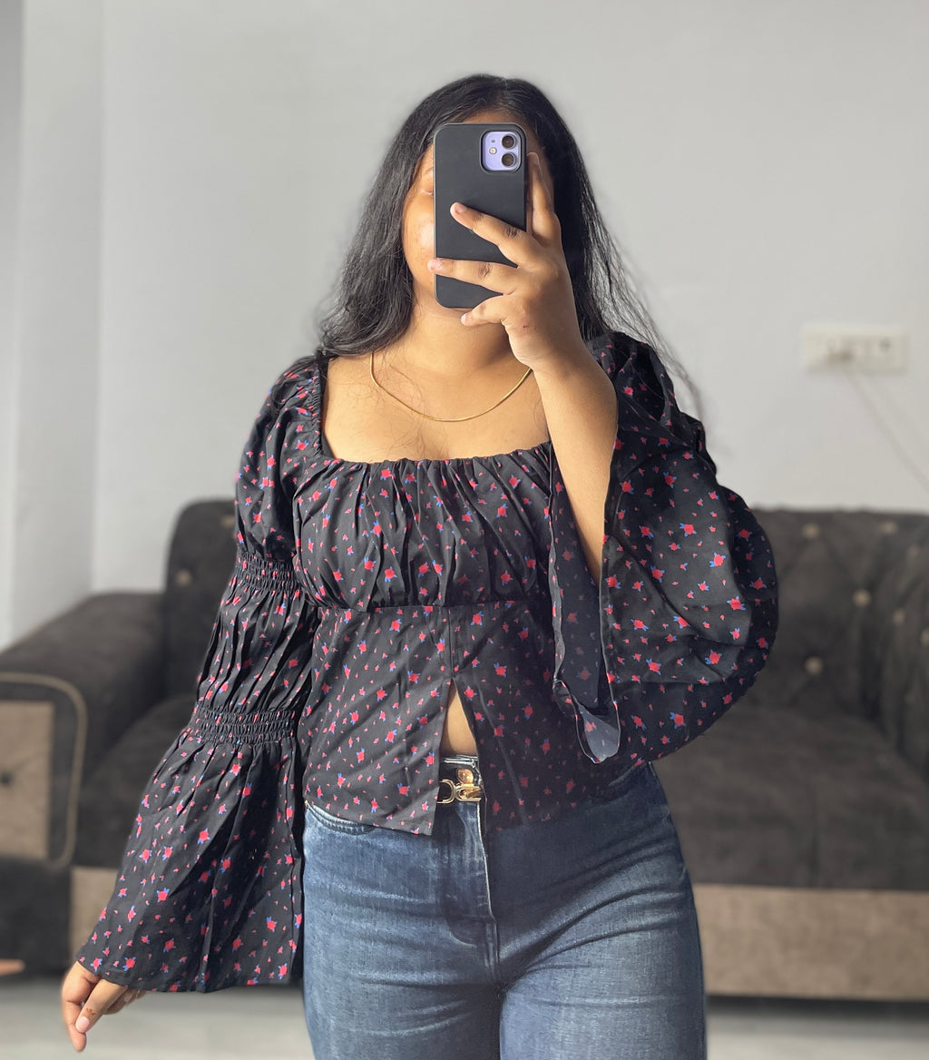 Black floral top