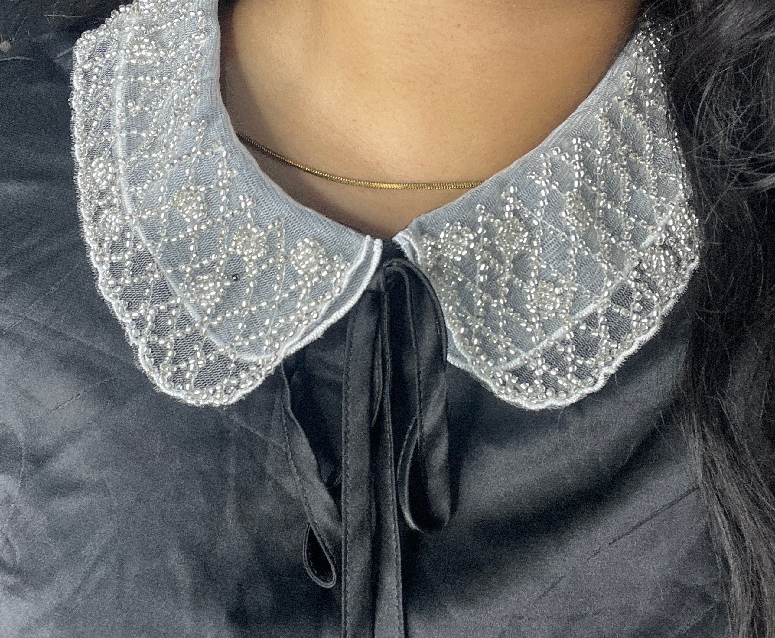 Satin black top
