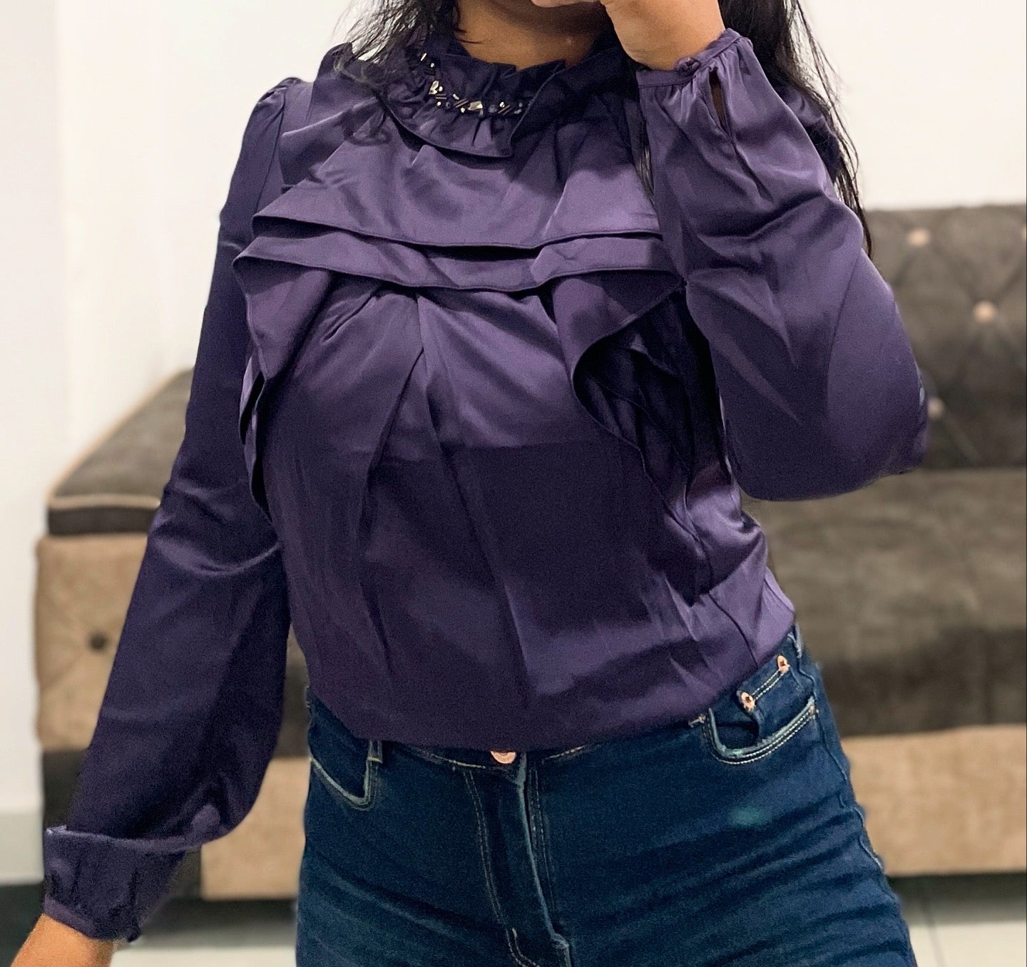 Purple satin top