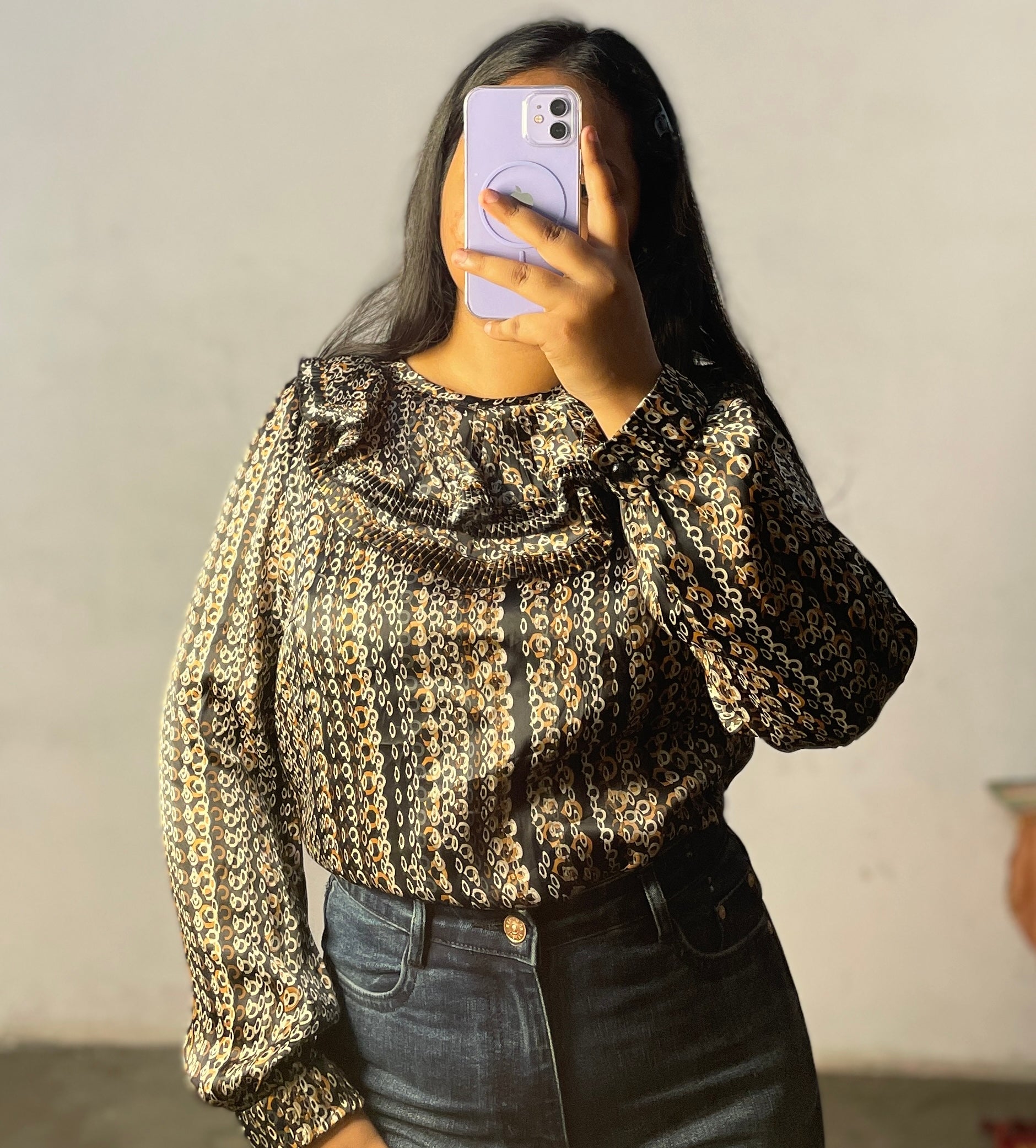 Satin ruffle top