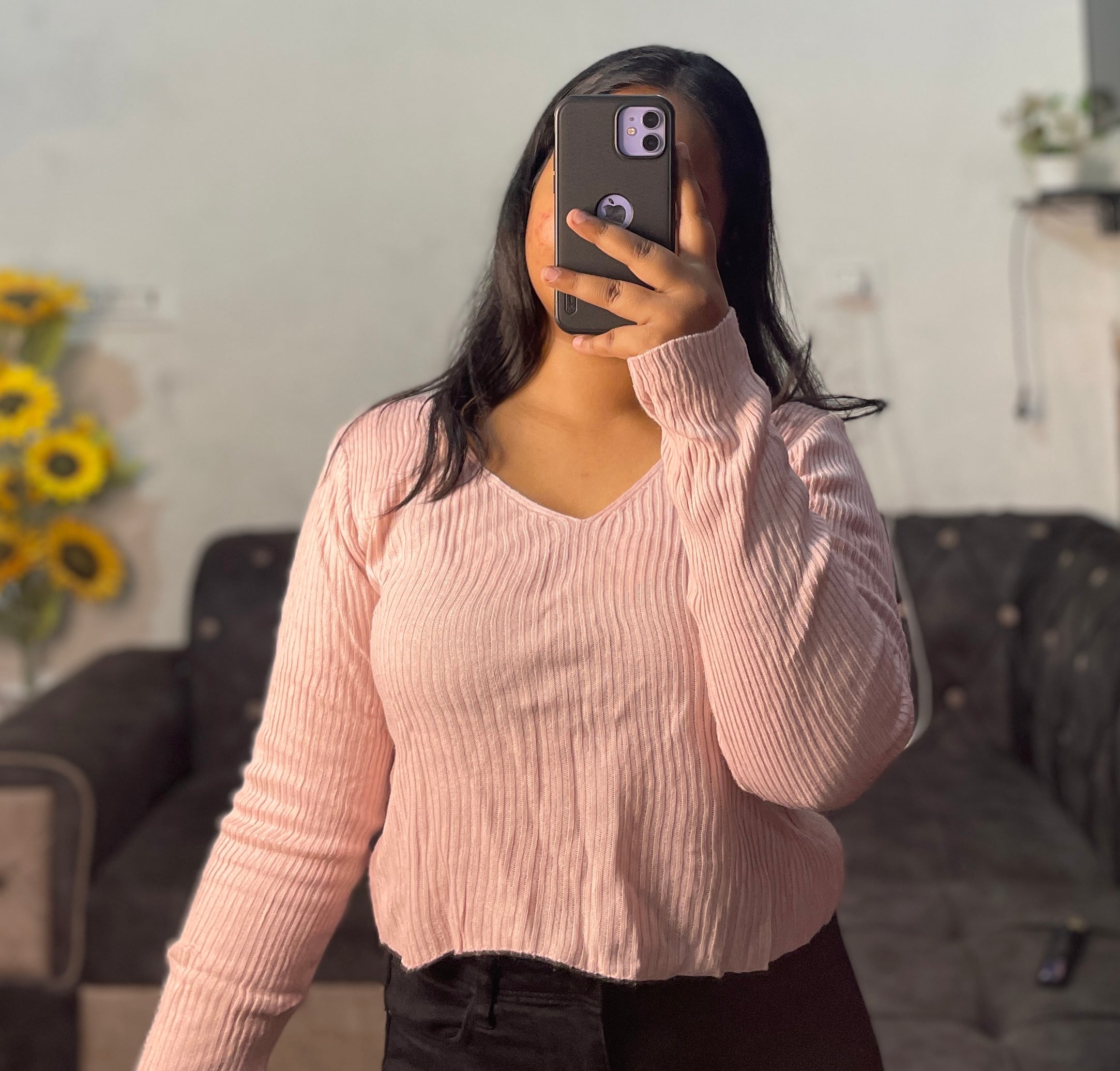 Baby pink knitted top