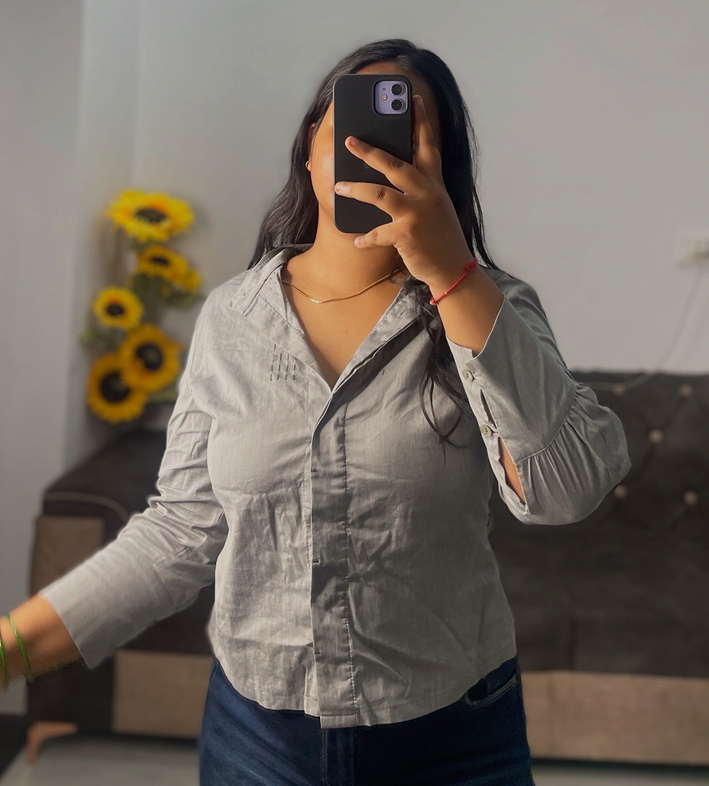 Grey shirt top