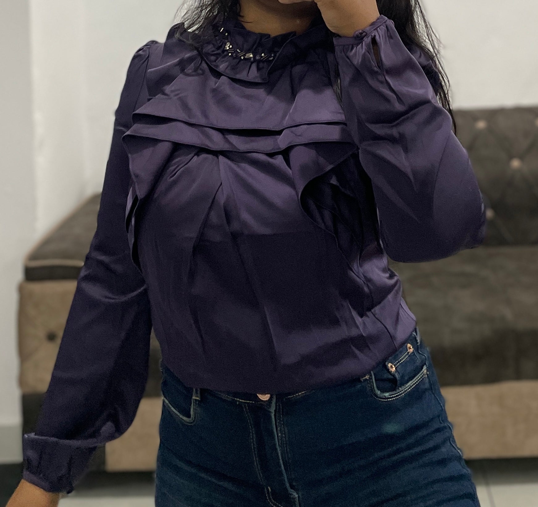 Purple satin top