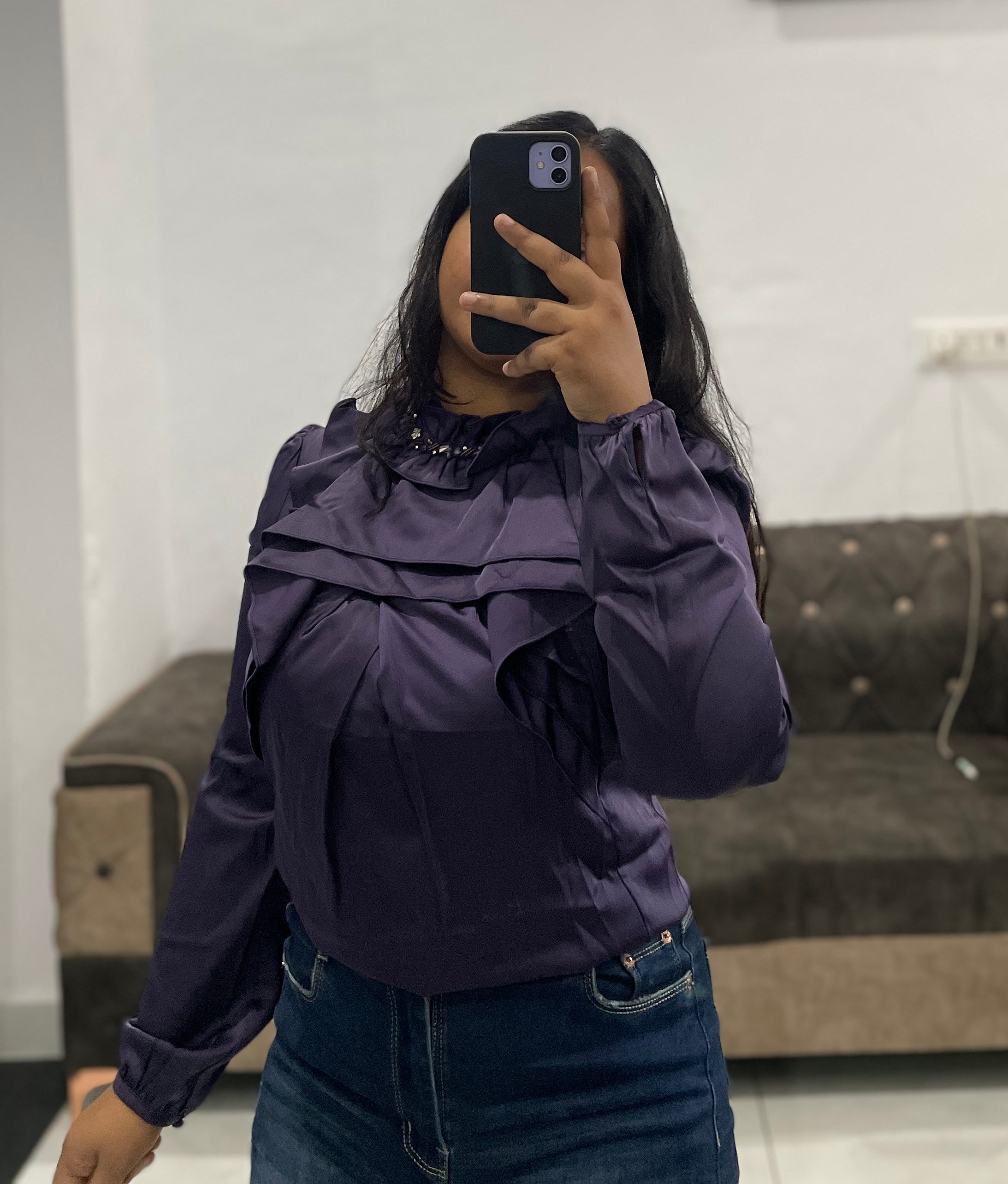 Purple satin top
