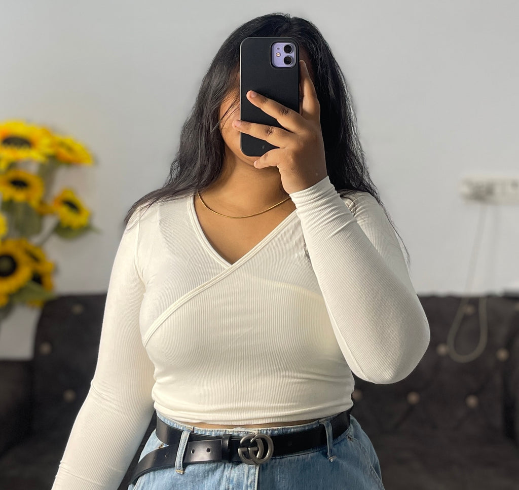 White back ribbon crop top
