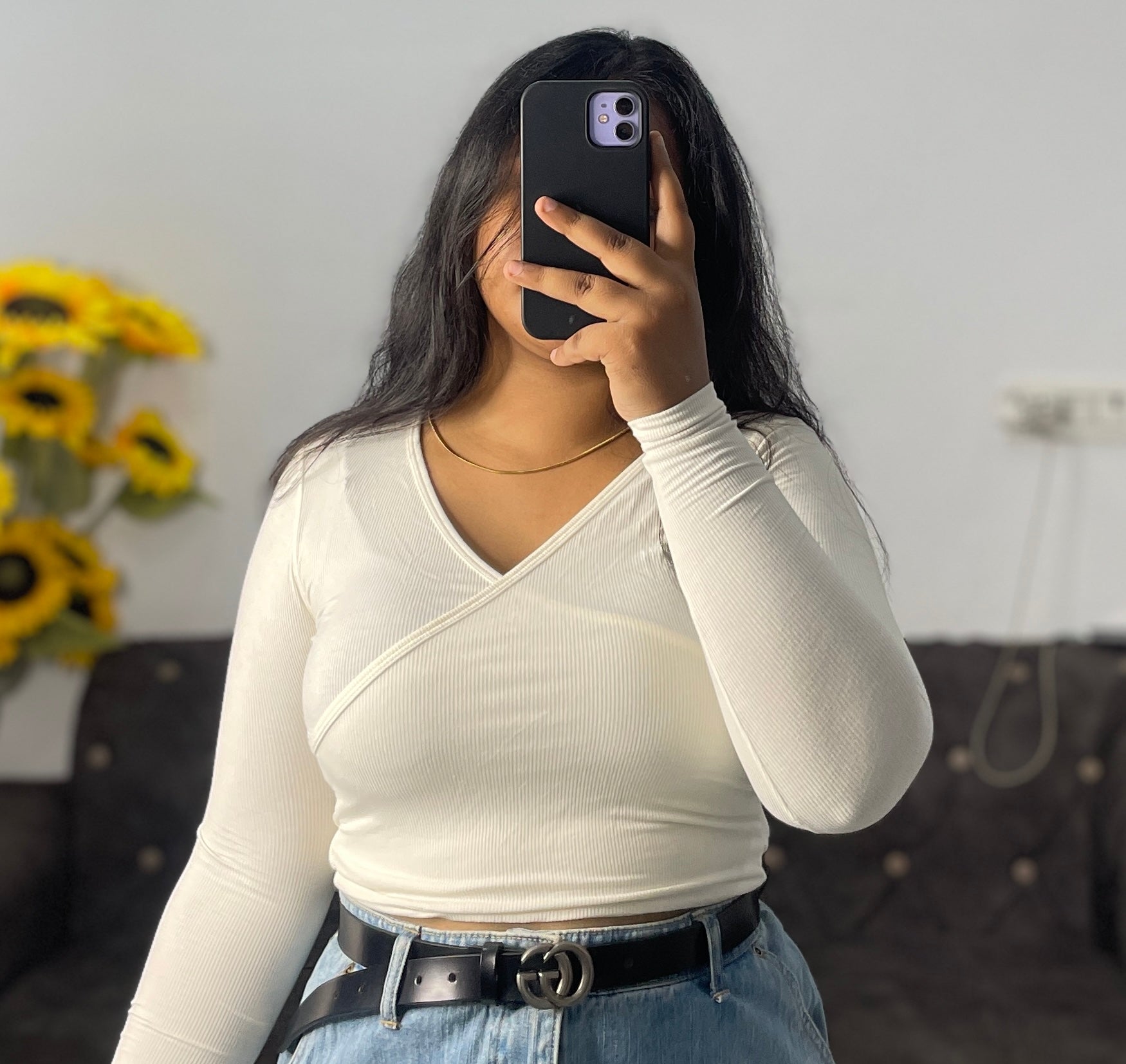 White back ribbon crop top