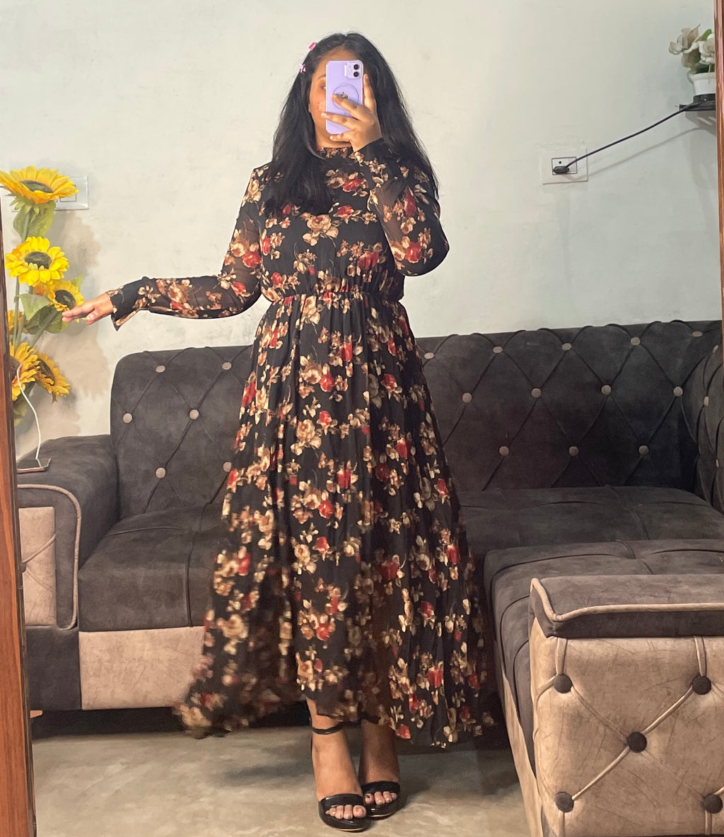 Black floral dress