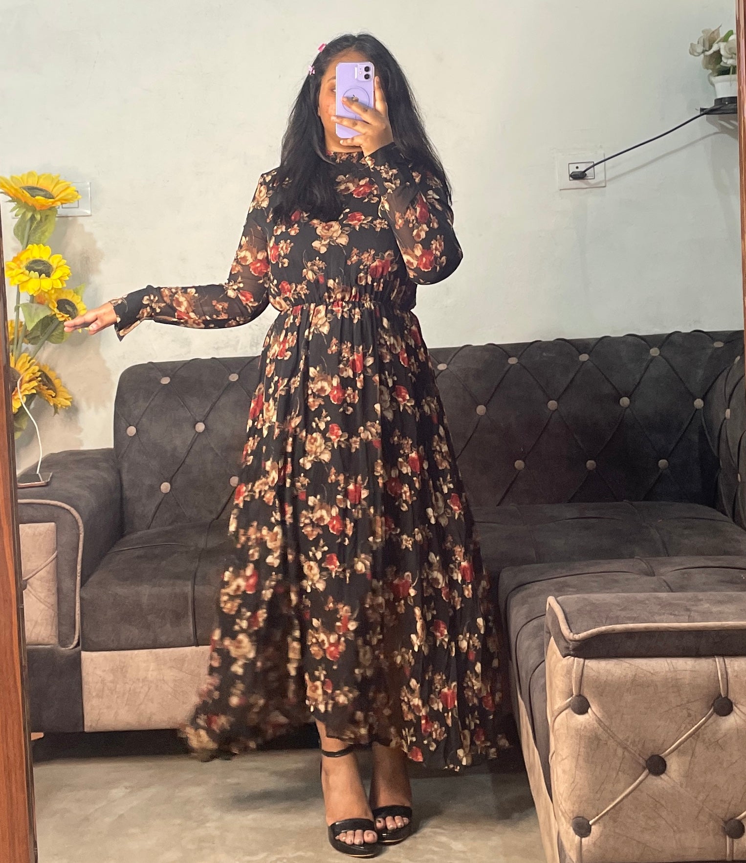 Black floral dress