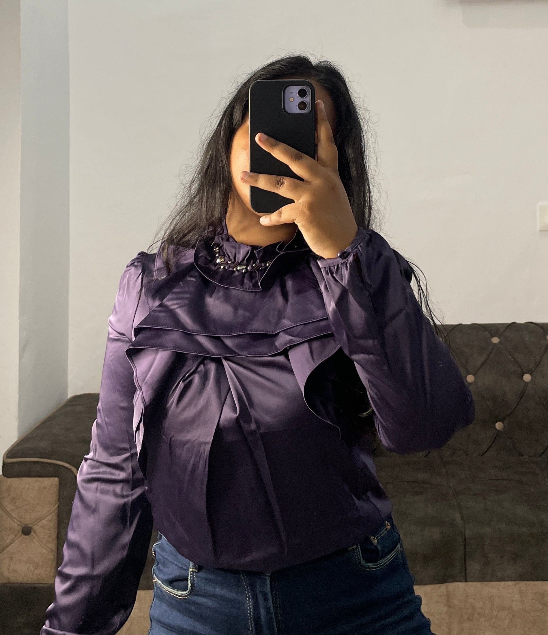 Purple satin top