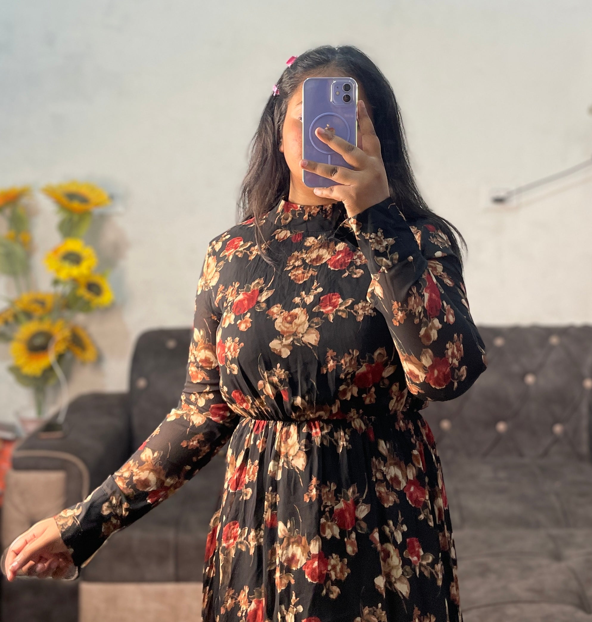 Black floral dress