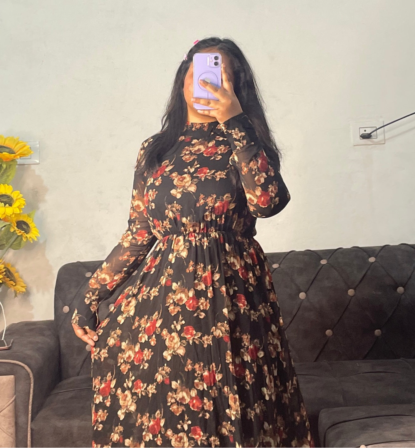 Black floral dress