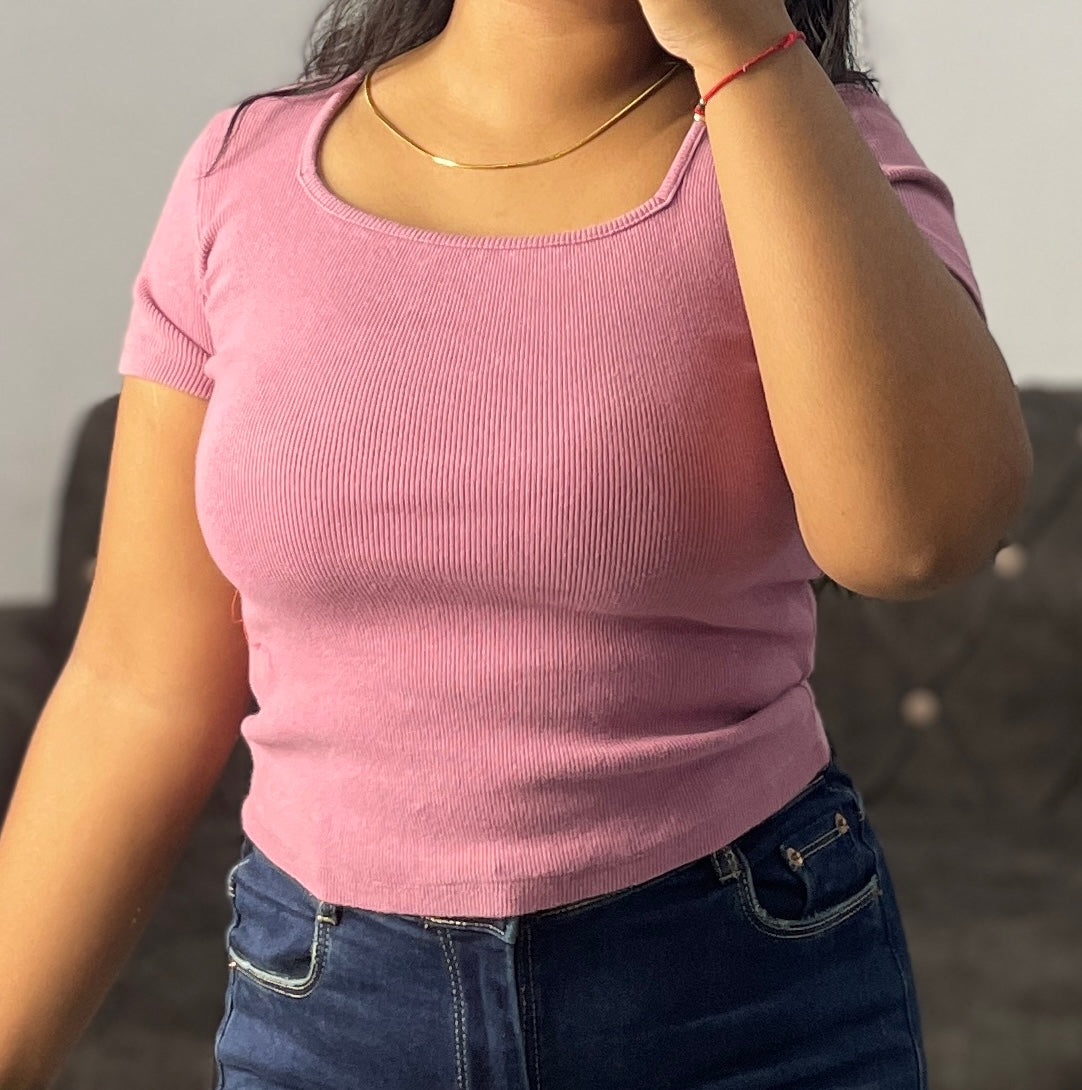 Pink ribbed top