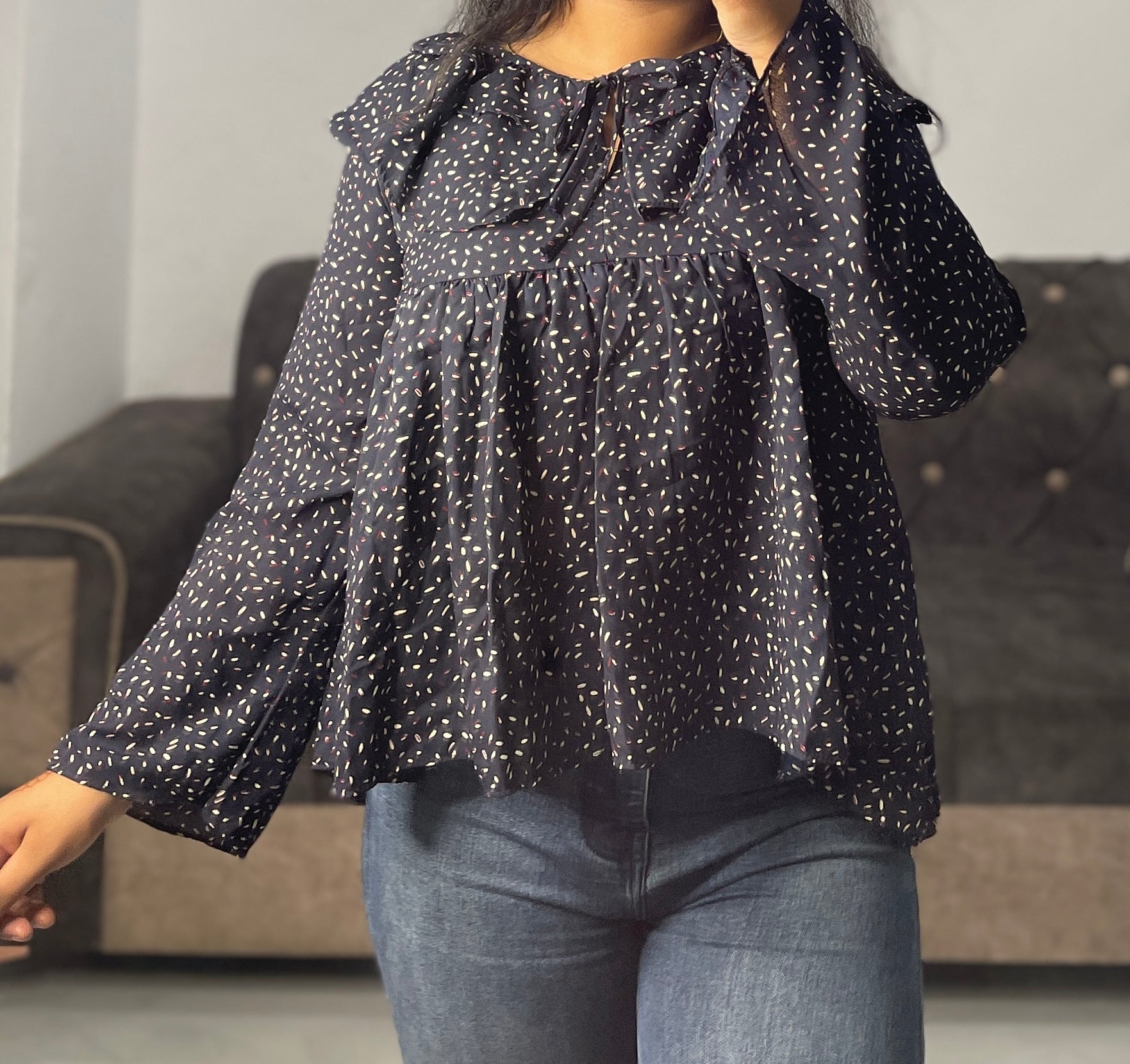 Navy peplum top
