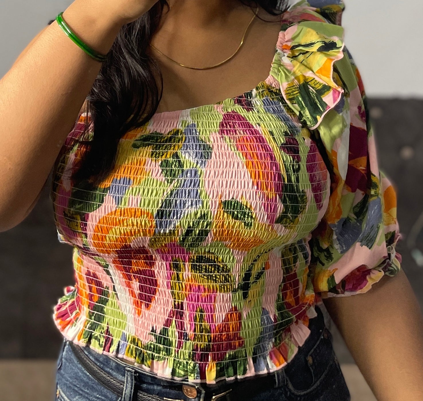 One side sleeve top