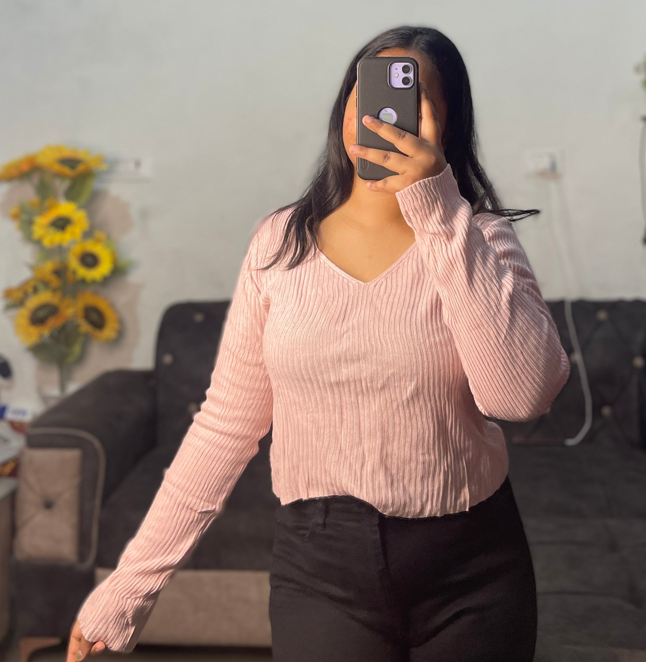 Baby pink knitted top