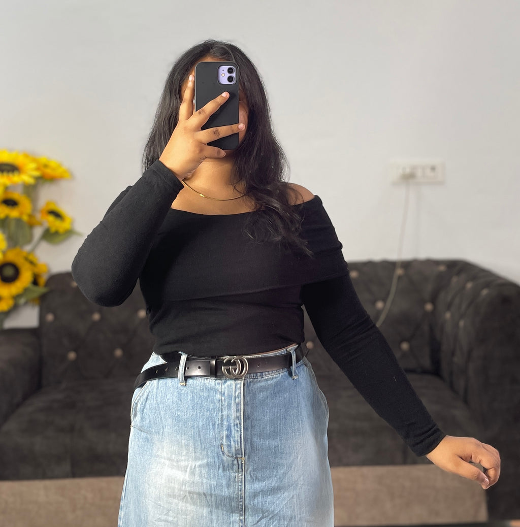 Black off shoulder top
