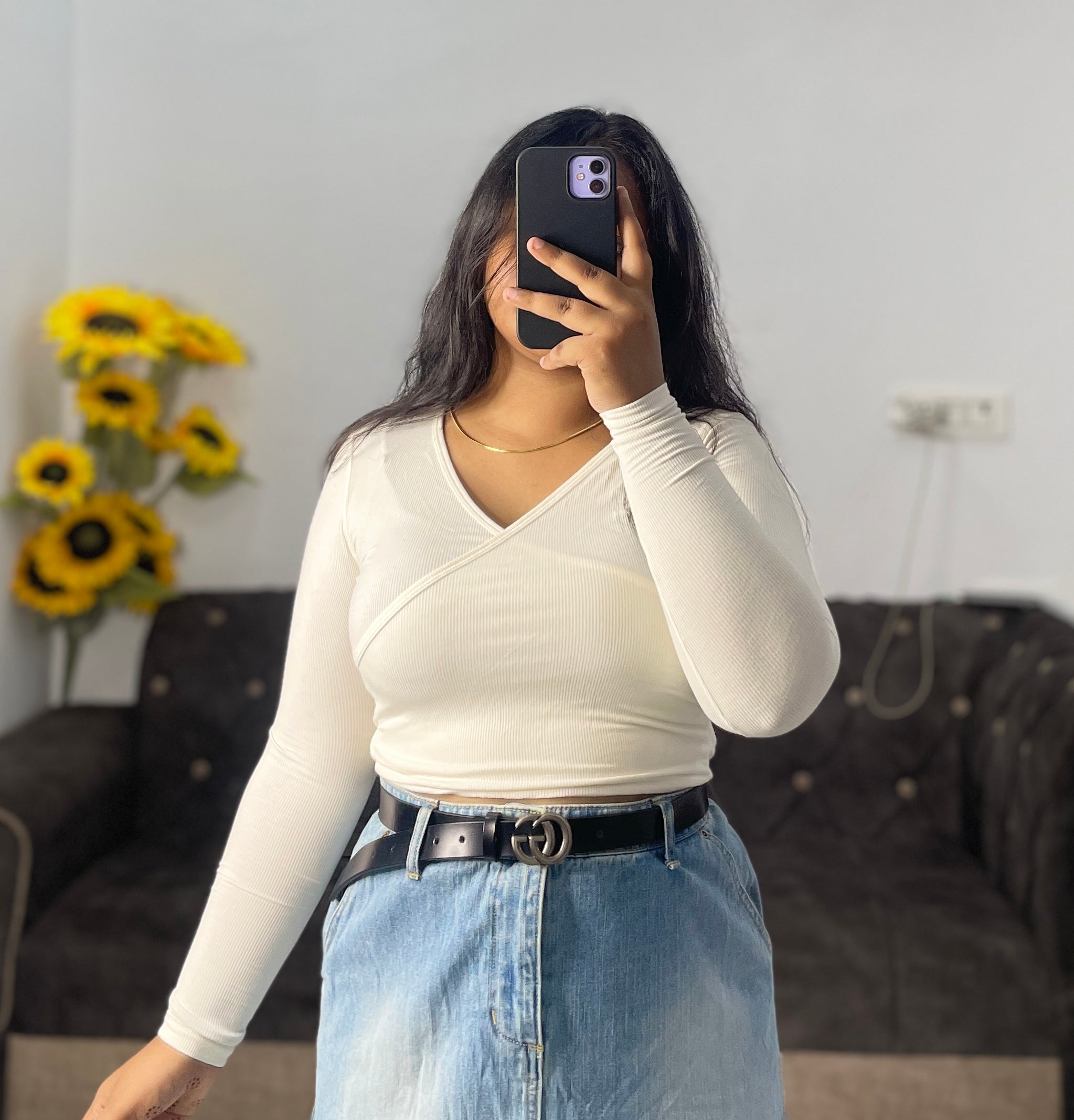White back ribbon crop top