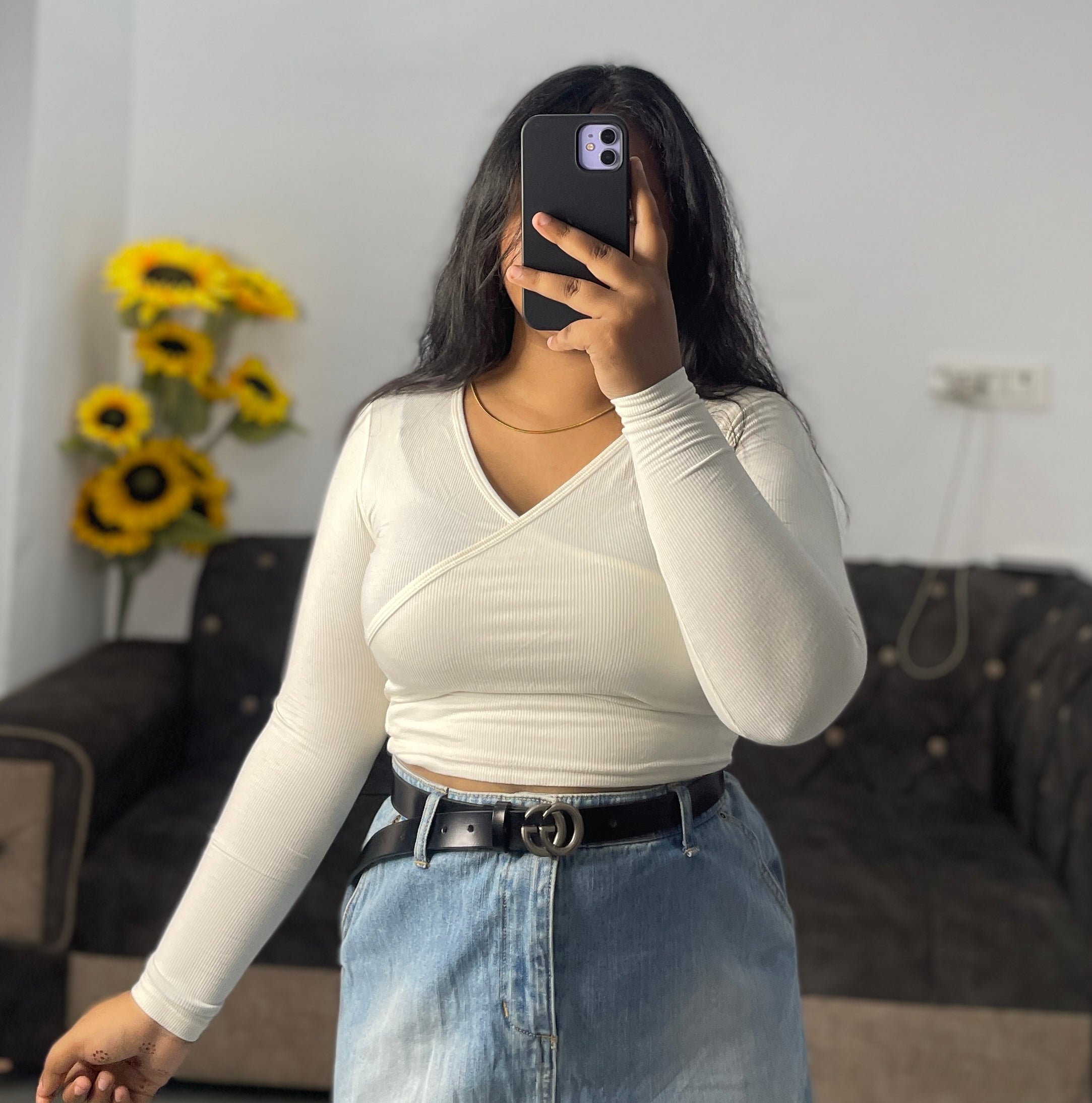 White back ribbon crop top