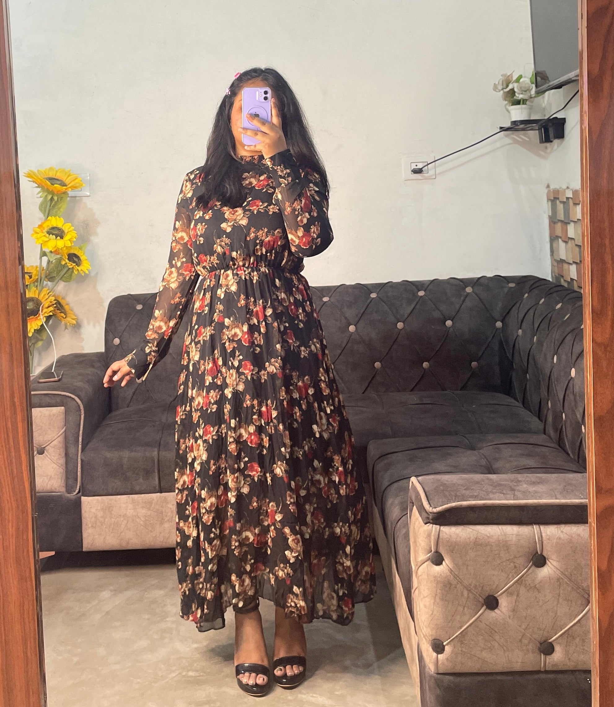 Black floral dress