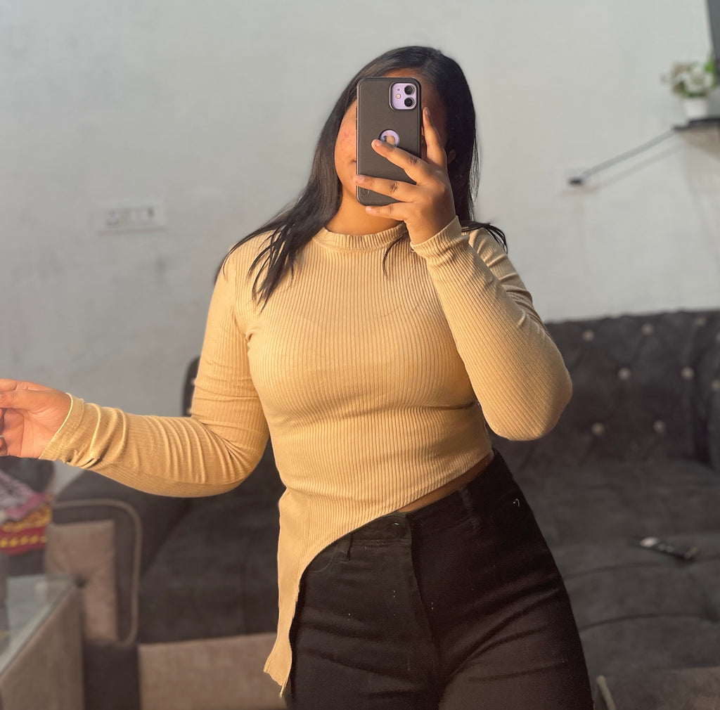A-symmetrical beige top