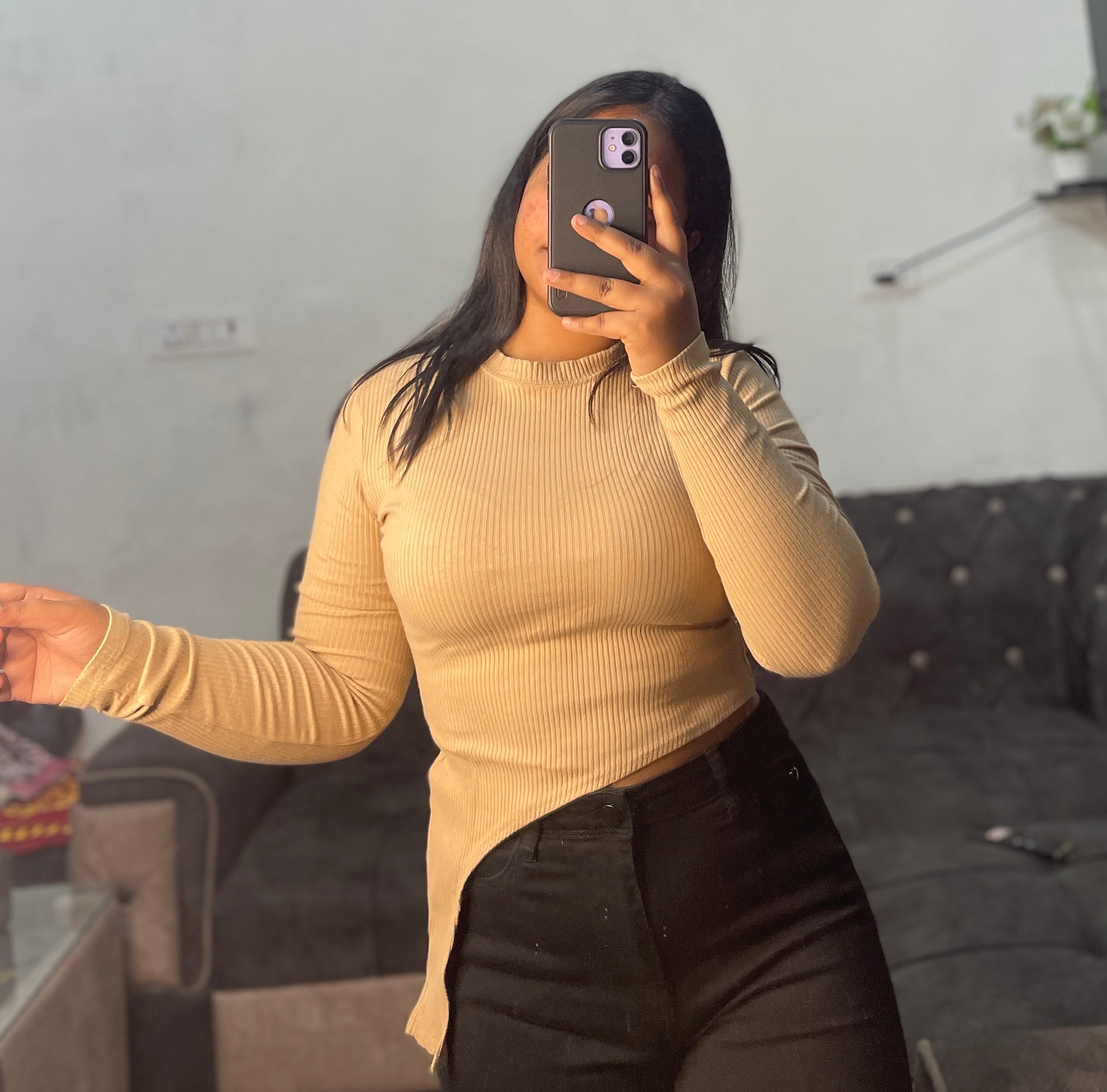 A-symmetrical beige top